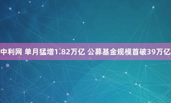 中利网 单月猛增1.82万亿 公募基金规模首破39万亿