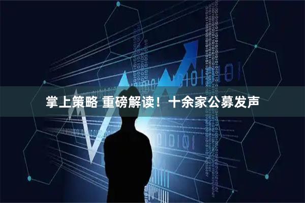 掌上策略 重磅解读！十余家公募发声