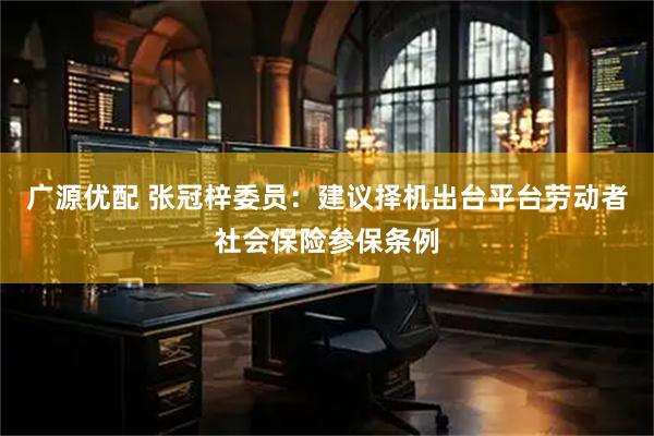 广源优配 张冠梓委员：建议择机出台平台劳动者社会保险参保条例